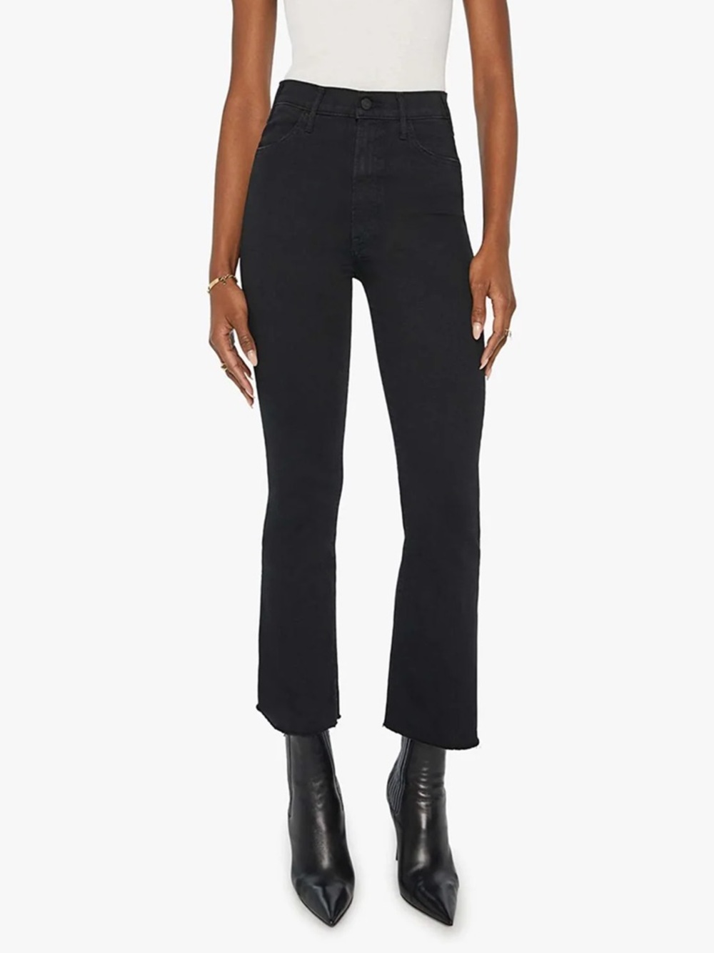 MOTHER Hustler Ankle Fray Denim - Black Wash called ‘Not Guilty’